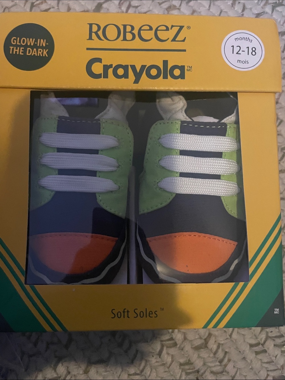Robeez Crayola Soft Soles Sneakers - Blue, Green & Orange